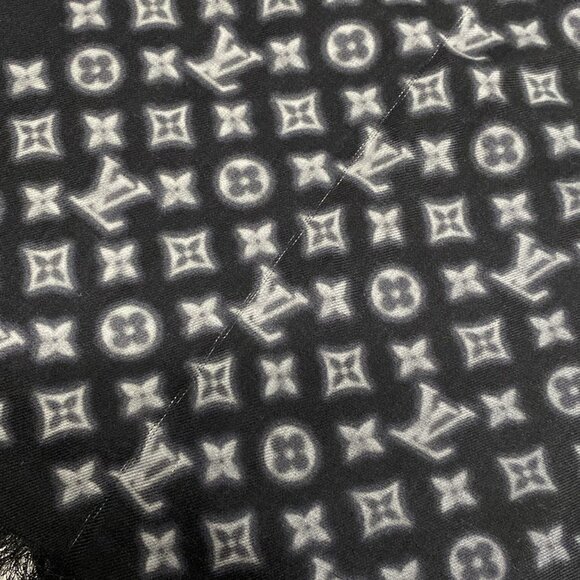 Auth LOUIS VUITTON Ethol Monogram Eclipse Blurry M73743 Black - OS0137 Scarf - Picture 7 of 12